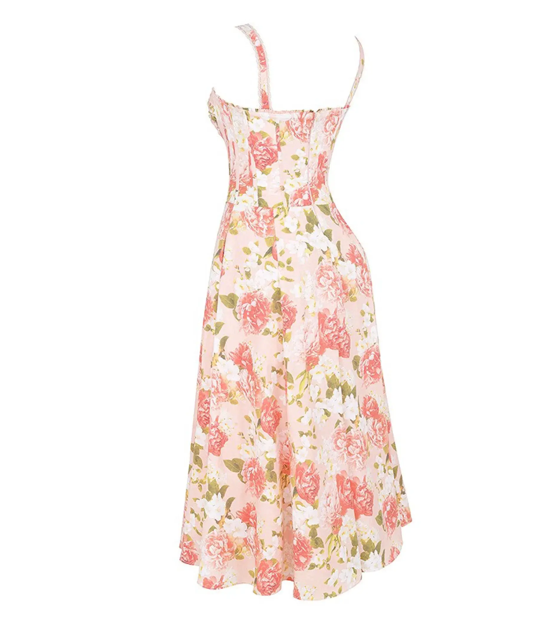 House of CB Rosalee Cotton Bustier Midi Sundress Pink Peony Print Size AU 8 - Image 7