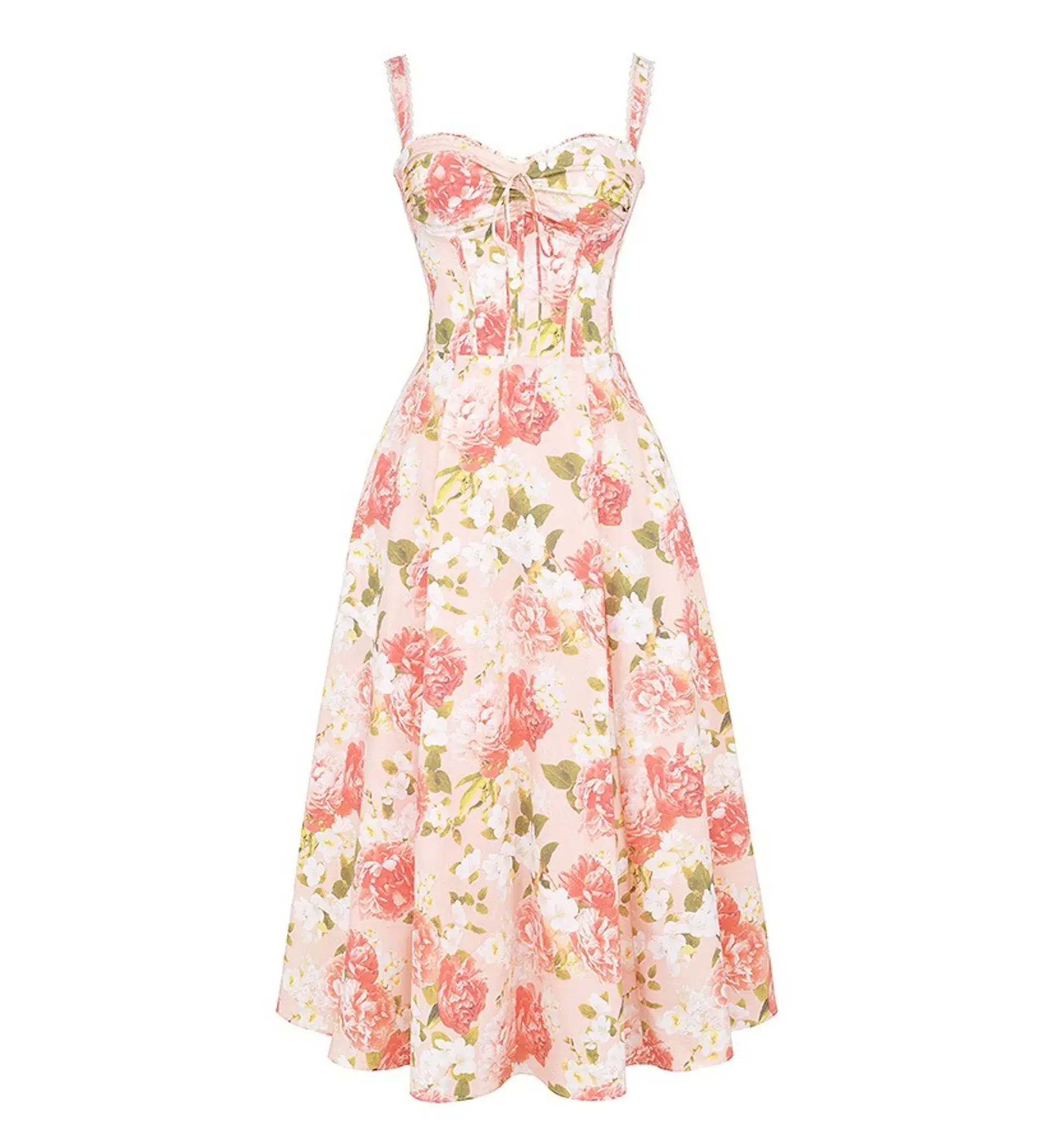House of CB Rosalee Cotton Bustier Midi Sundress Pink Peony Print Size AU 8 - Image 6