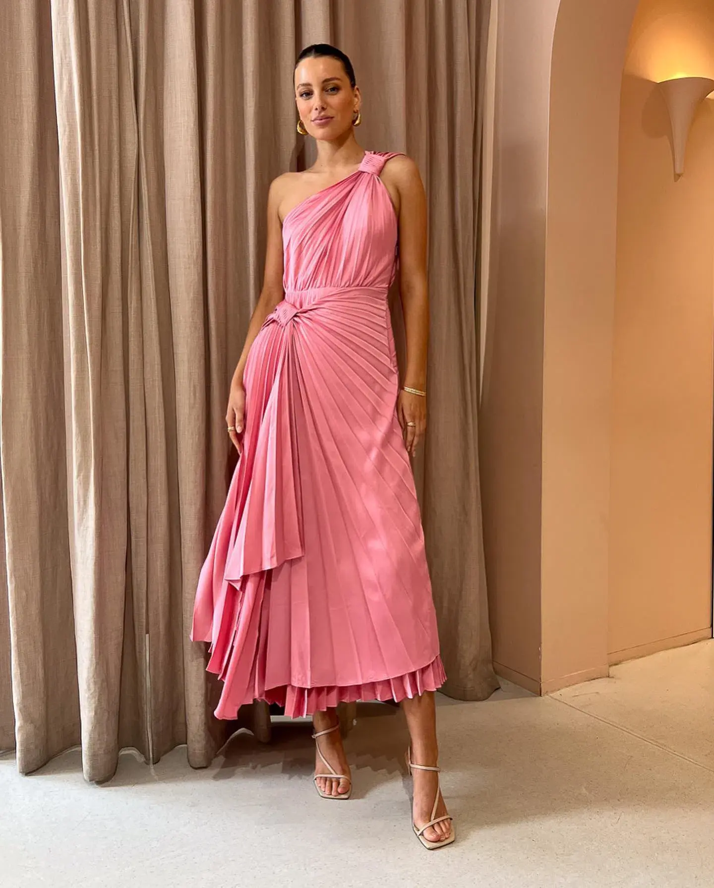 Acler Illoura Midi Dress Tulip Pink Size AU 8 - Image 2