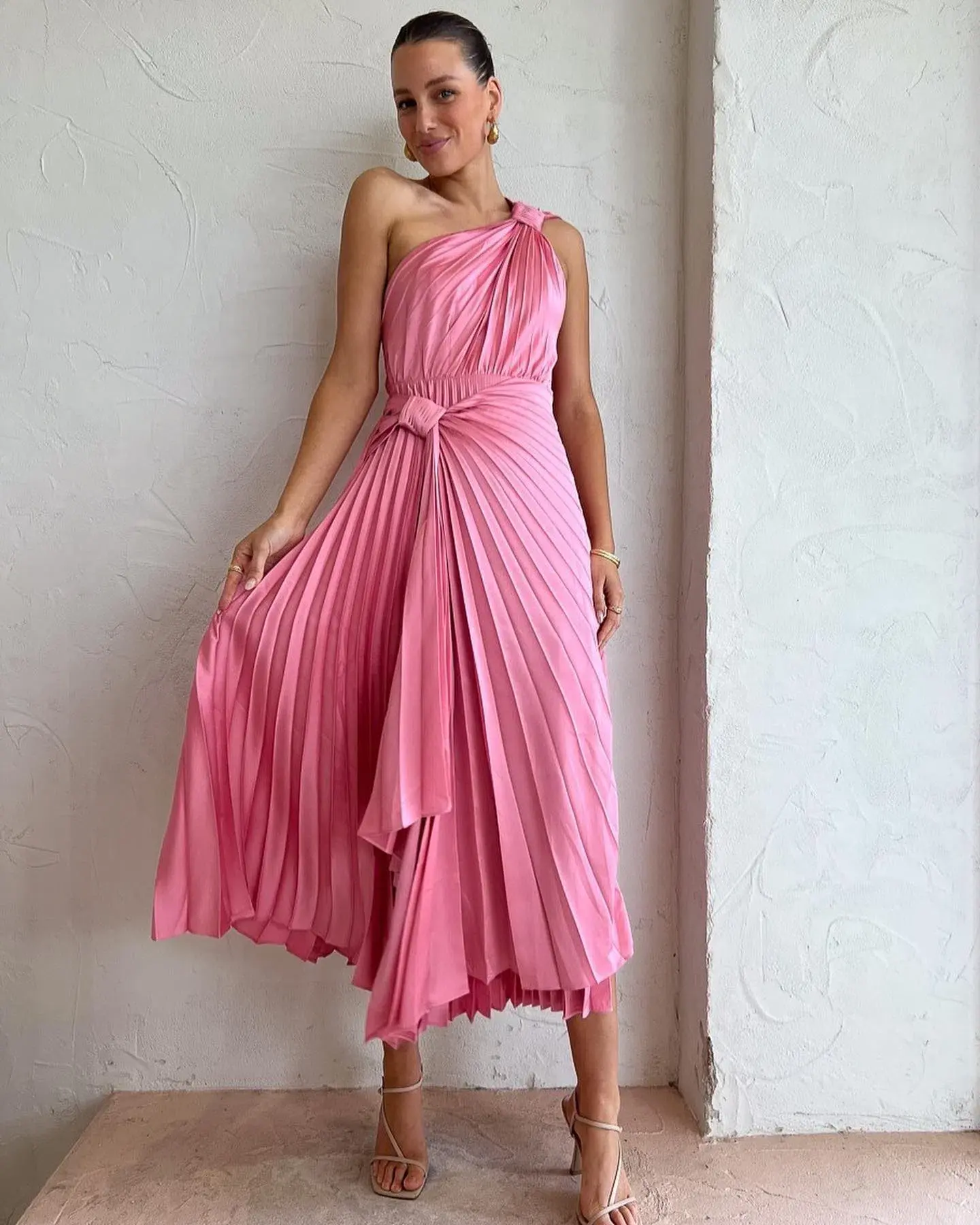 Acler Illoura Midi Dress Tulip Pink Size AU 8 - Image 1