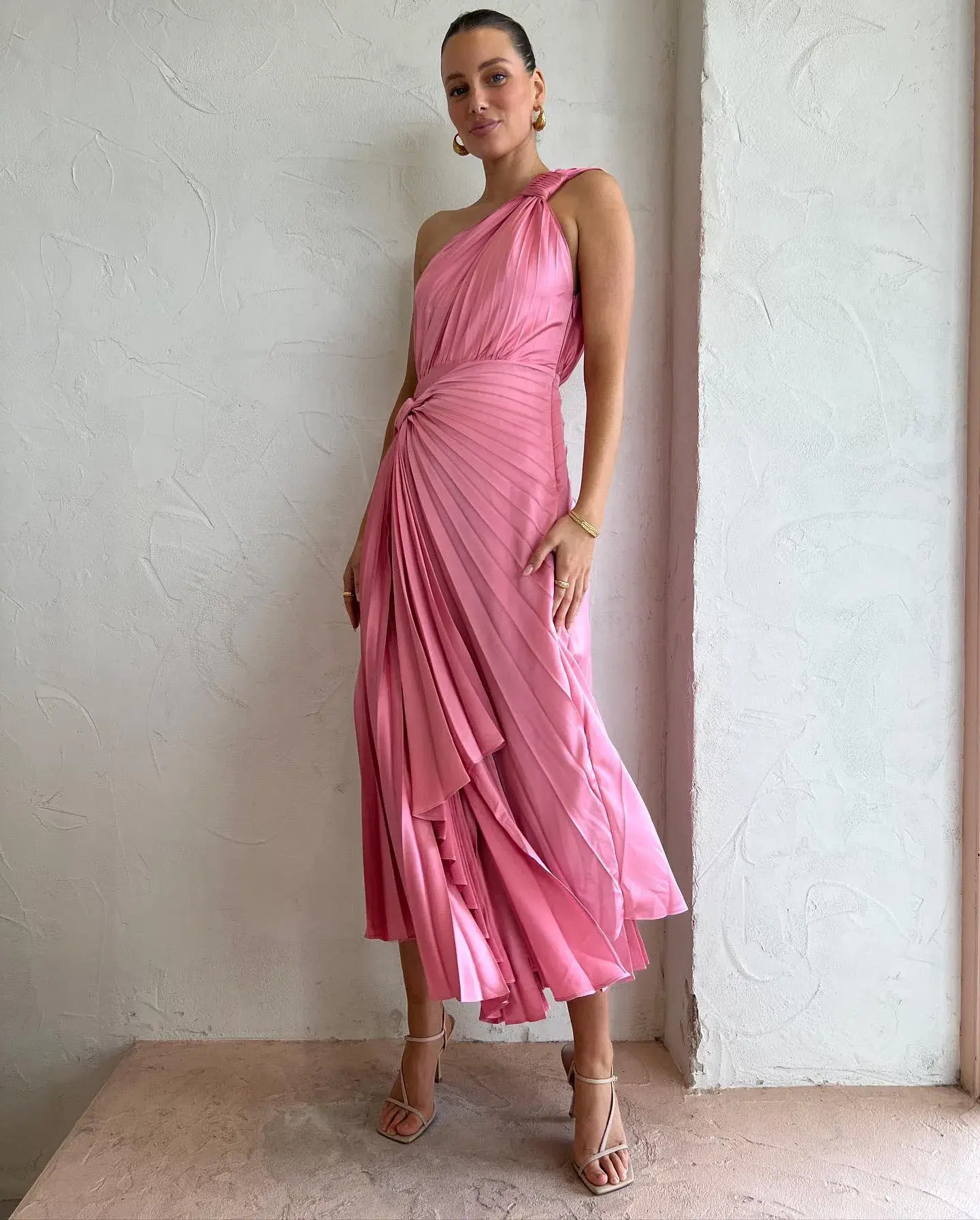 Acler Illoura Midi Dress Tulip Pink Size AU 8 - Image 3