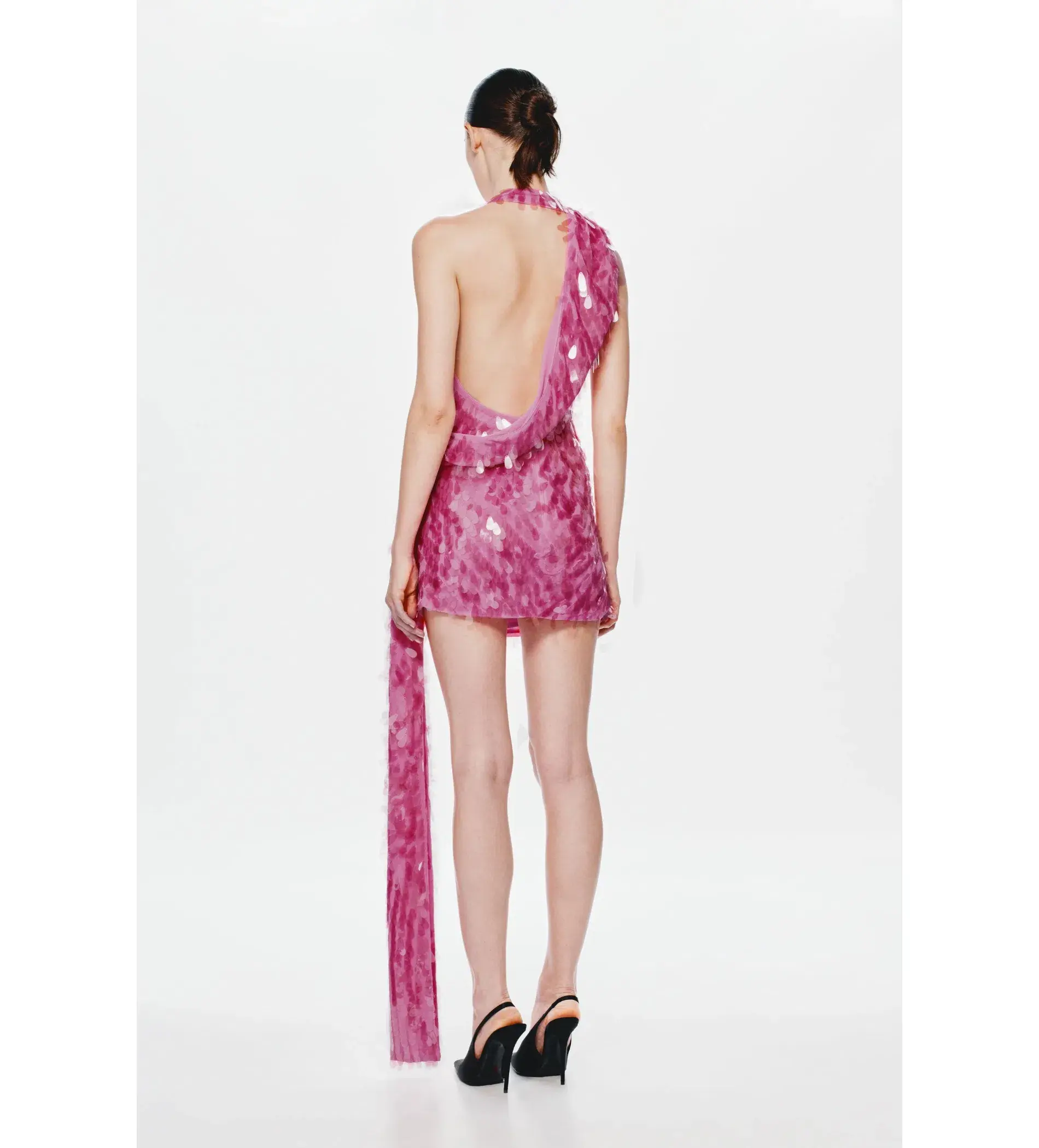 Misha Sapphire Sequin Mini Dress Fuchsia Pink Size 10/M - Image 3