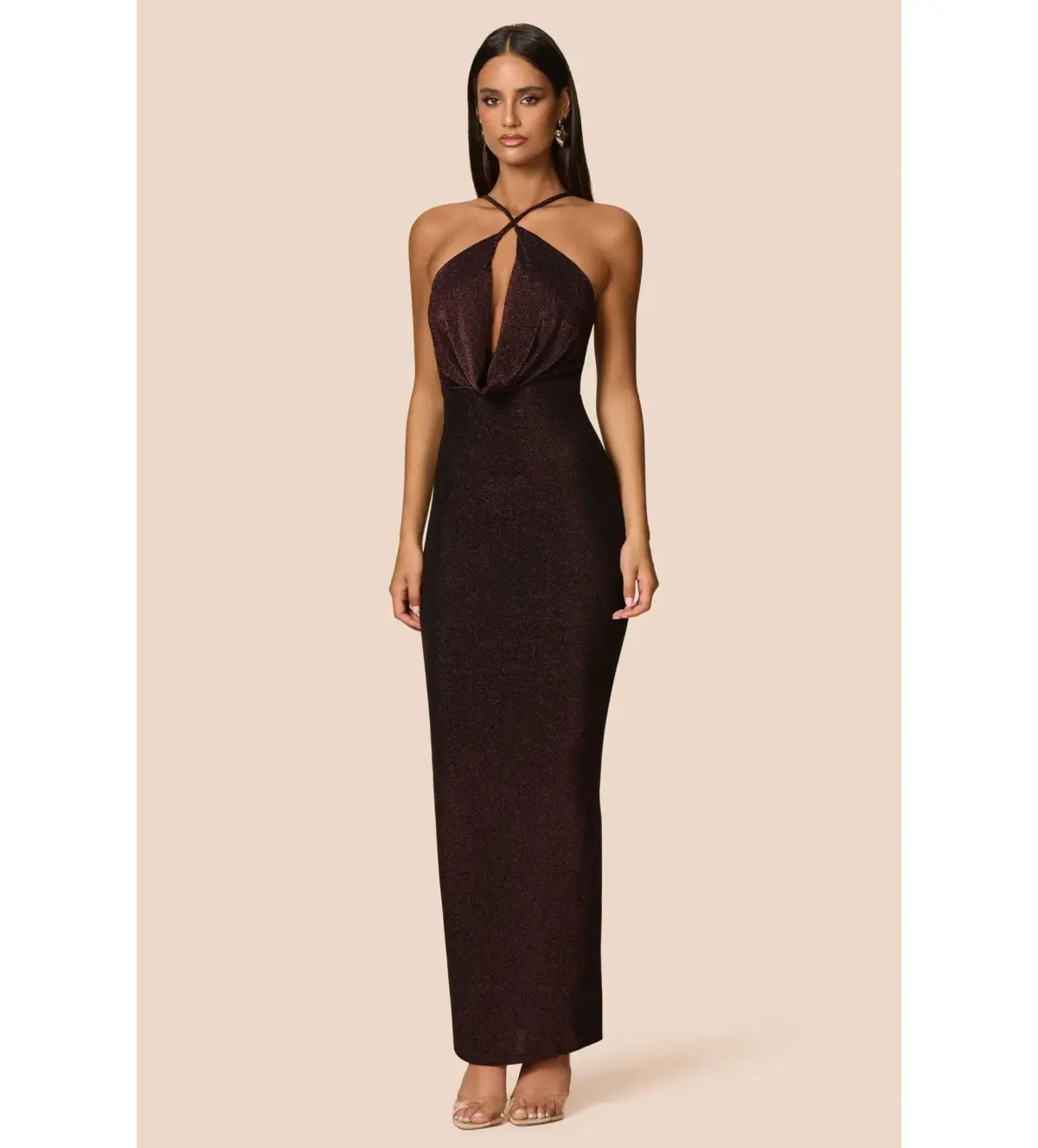 Love Nookie Bianca 2Way Halter Gown Cocoa Size AU 8 - Image 3