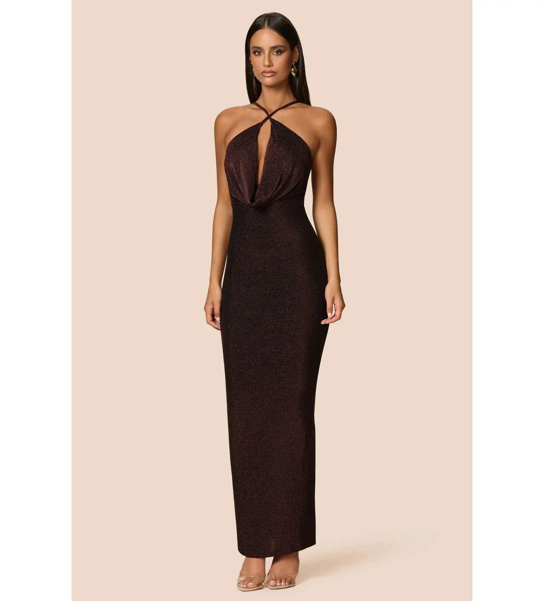 Love Nookie Bianca 2Way Halter Gown Cocoa Size AU 8 - Image 3