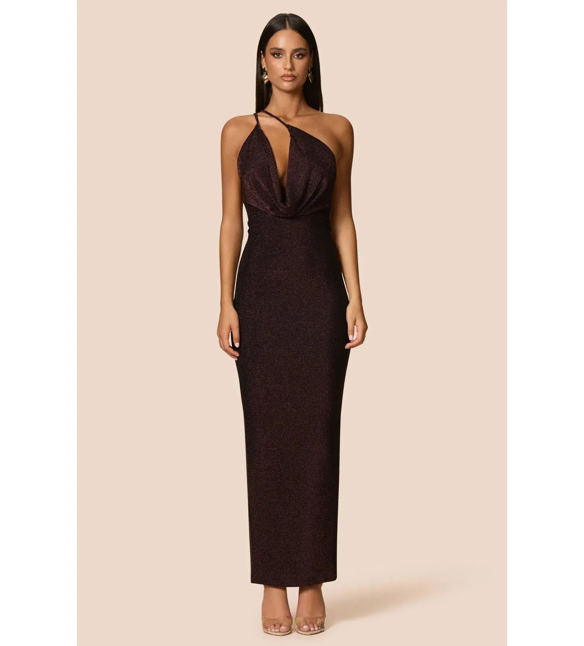 Love Nookie Bianca 2Way Halter Gown Cocoa Size AU 8 - Image 2
