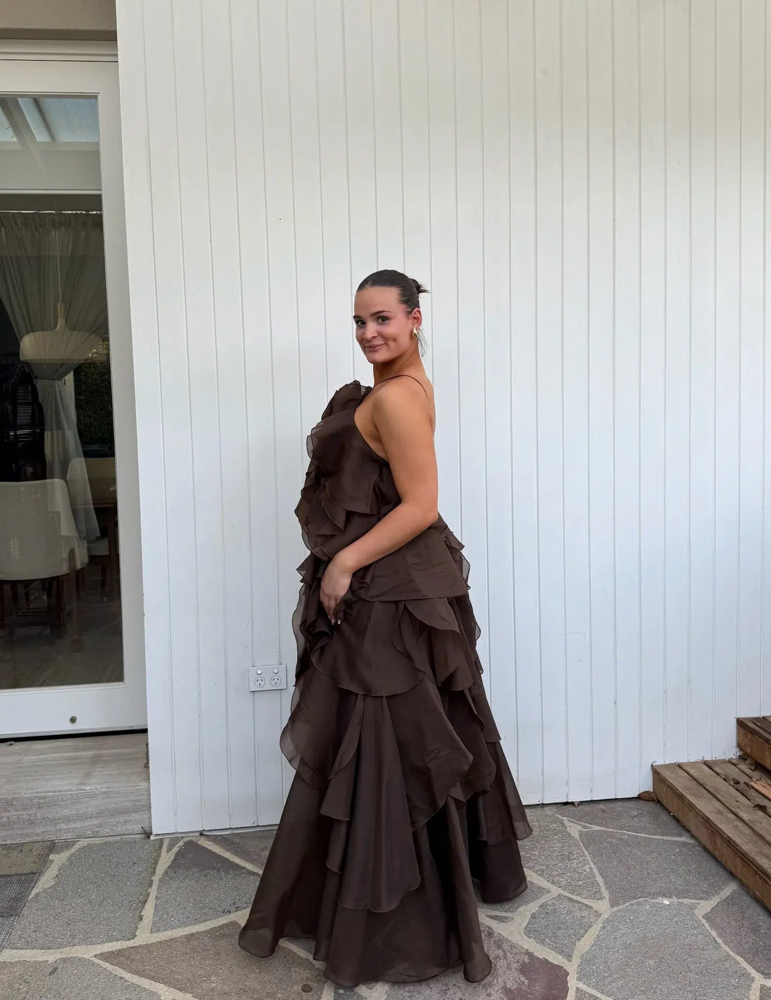 Aje Pandorea Layered Maxi Dress in brown size 10 (fits a 10-14) - Image 2