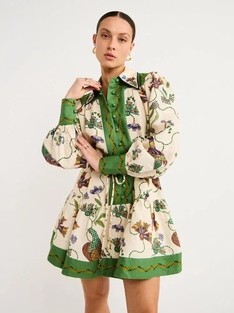 Alemais Birdie Linen Mini Dress Size AU 14 - Image 1