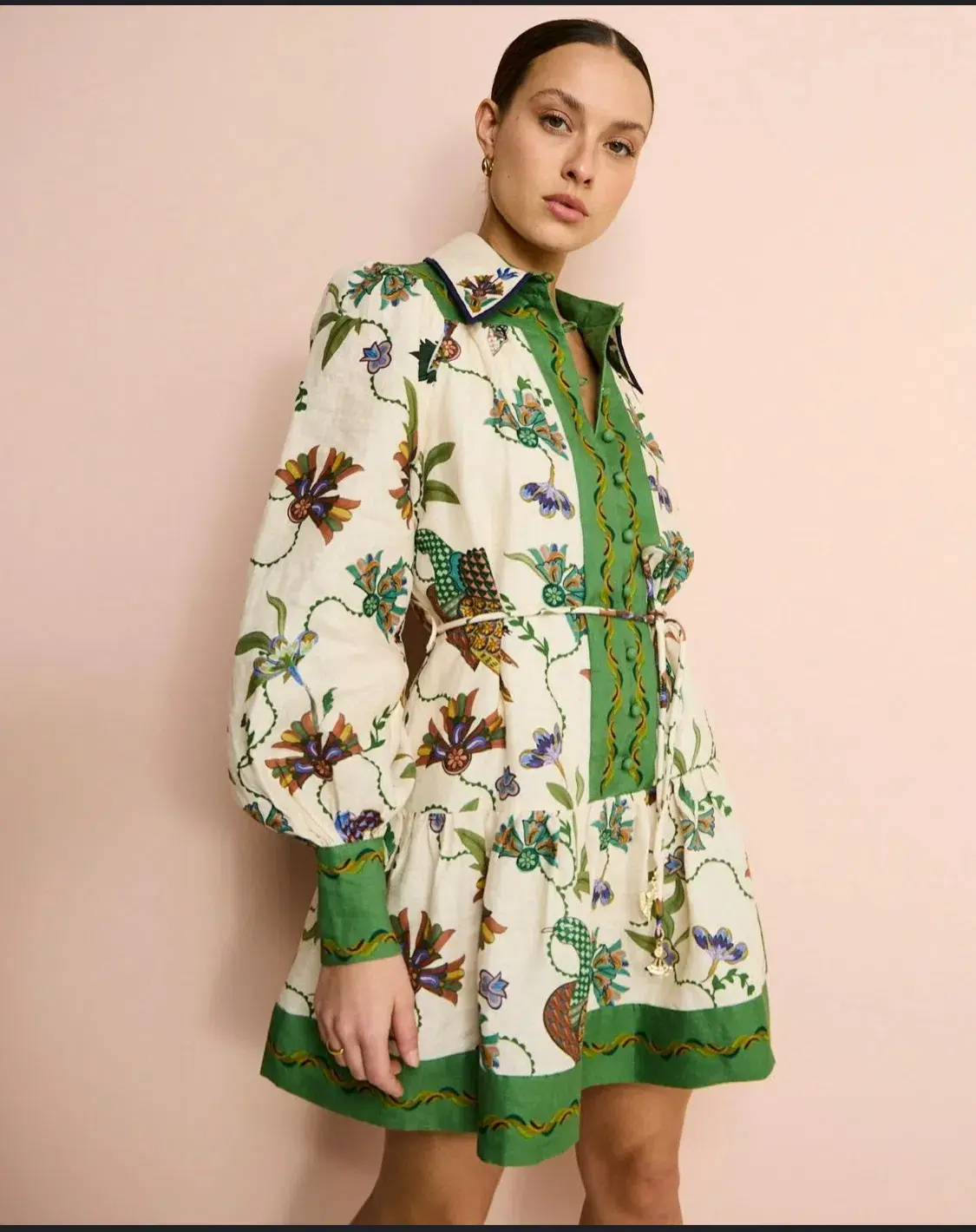 Alemais Birdie Linen Mini Dress Size AU 14 - Image 3