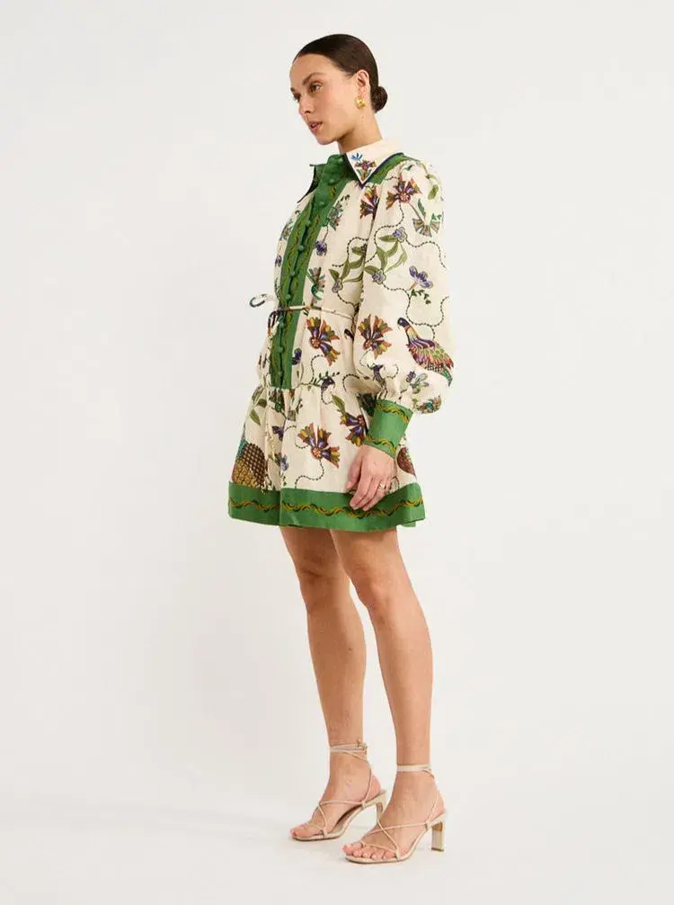Alemais Birdie Linen Mini Dress Size AU 14 - Image 2