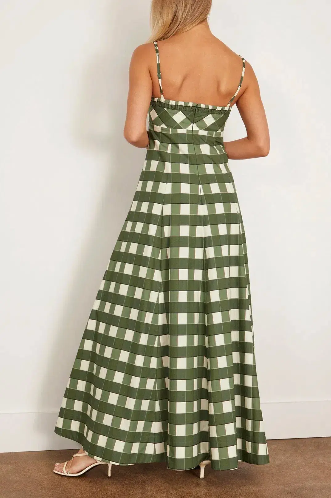 Clea Theron Maxi Dress Green Check Size 6/XS - Image 5