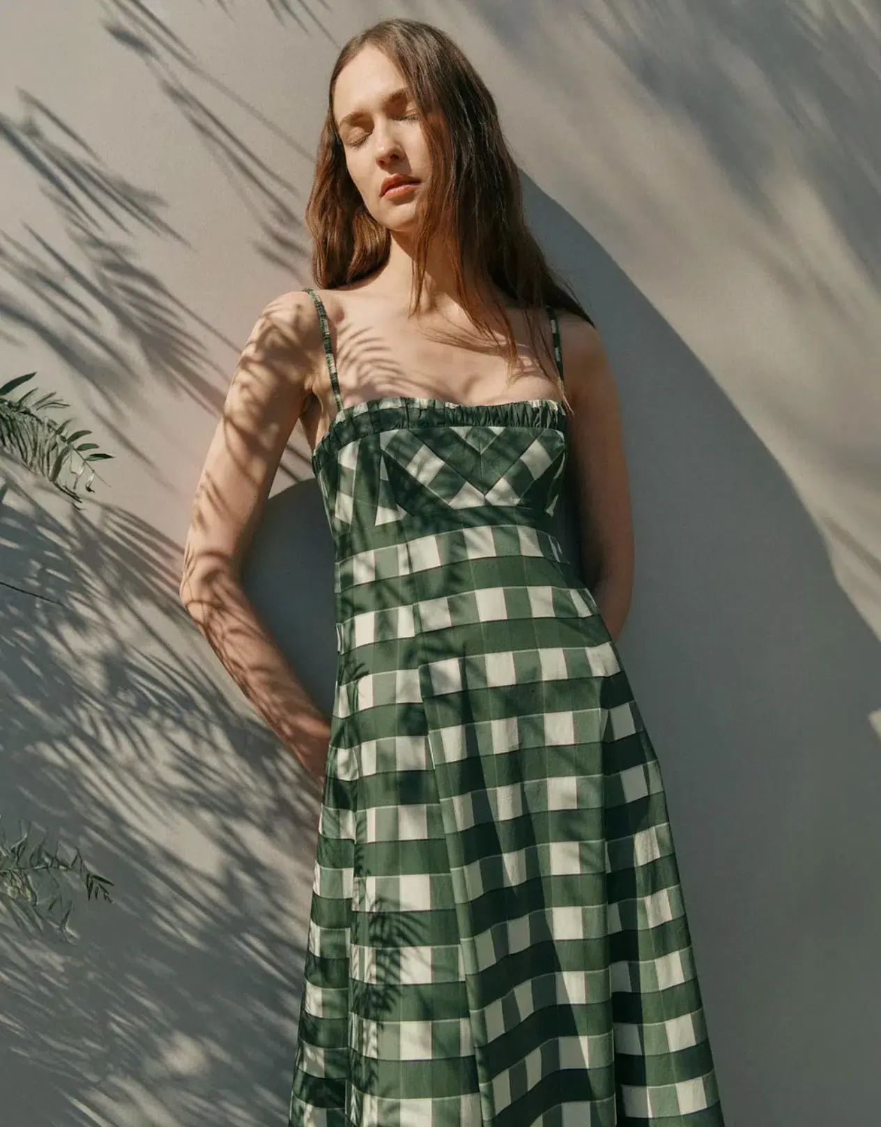Clea Theron Maxi Dress Green Check Size 6/XS - Image 4