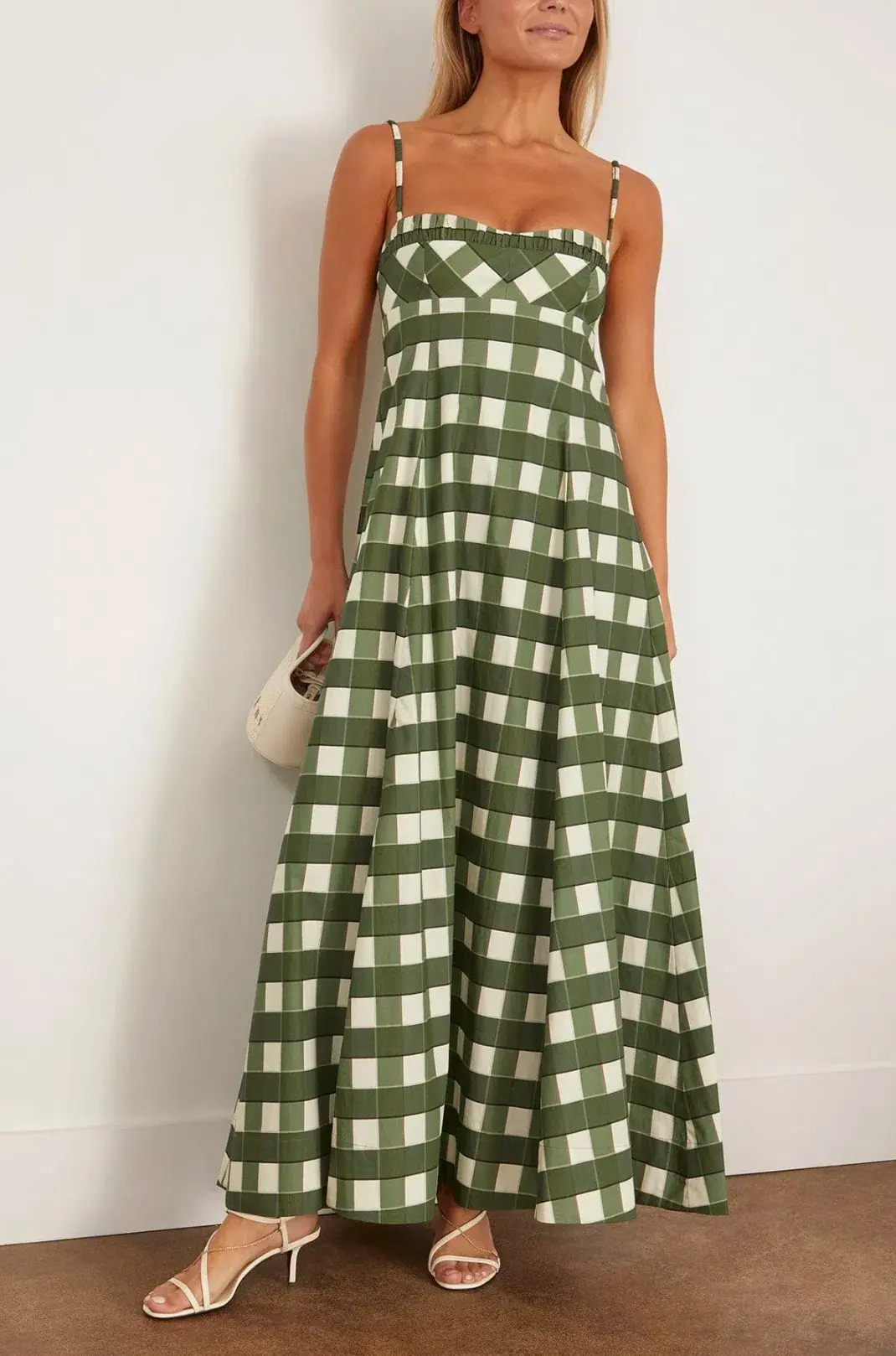 Clea Theron Maxi Dress Green Check Size 6/XS - Image 3