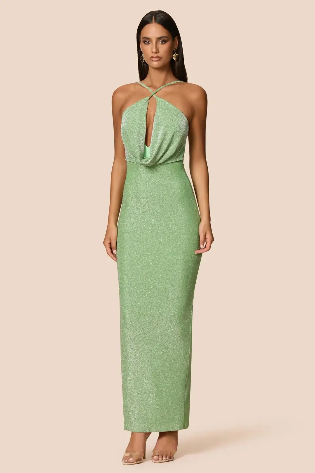 Love Nookie Bianca 2-Way Halter Gown in Green, Size 12 for rent on The Volte - main image
