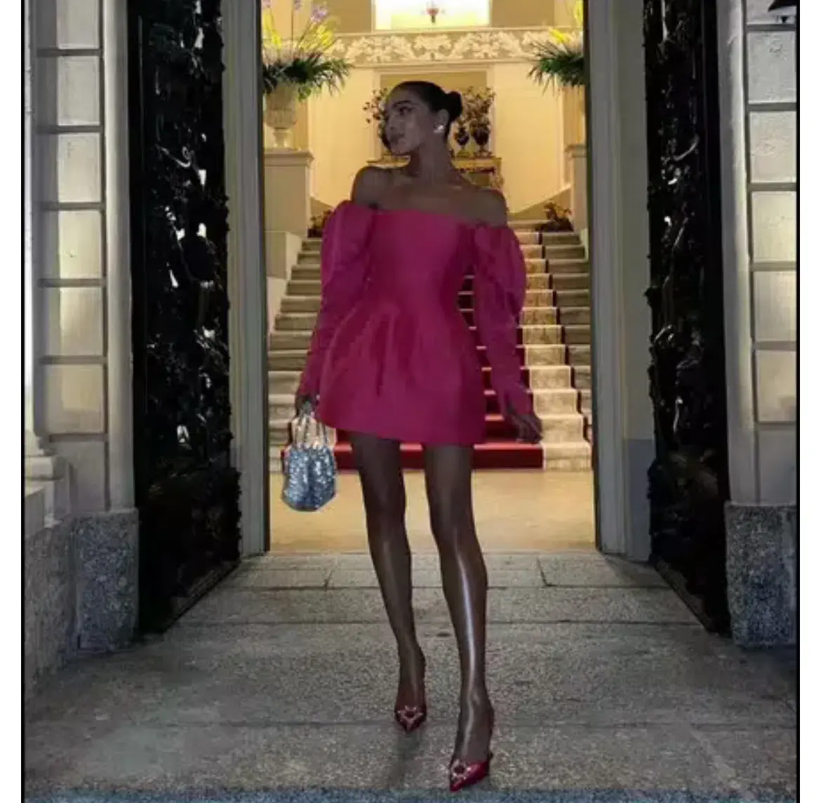 Aje Baret Sleeved Mini Dress in Pink Size 12 - Image 2