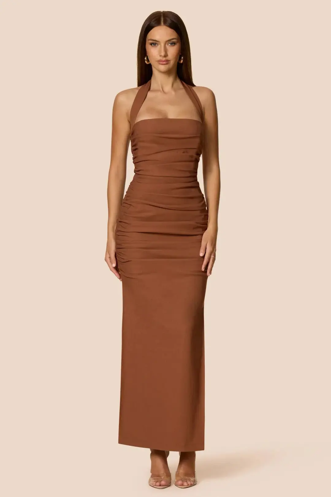 Love Nookie Zenya Maxi Dress Caramel Size 12 for rent on The Volte - main image