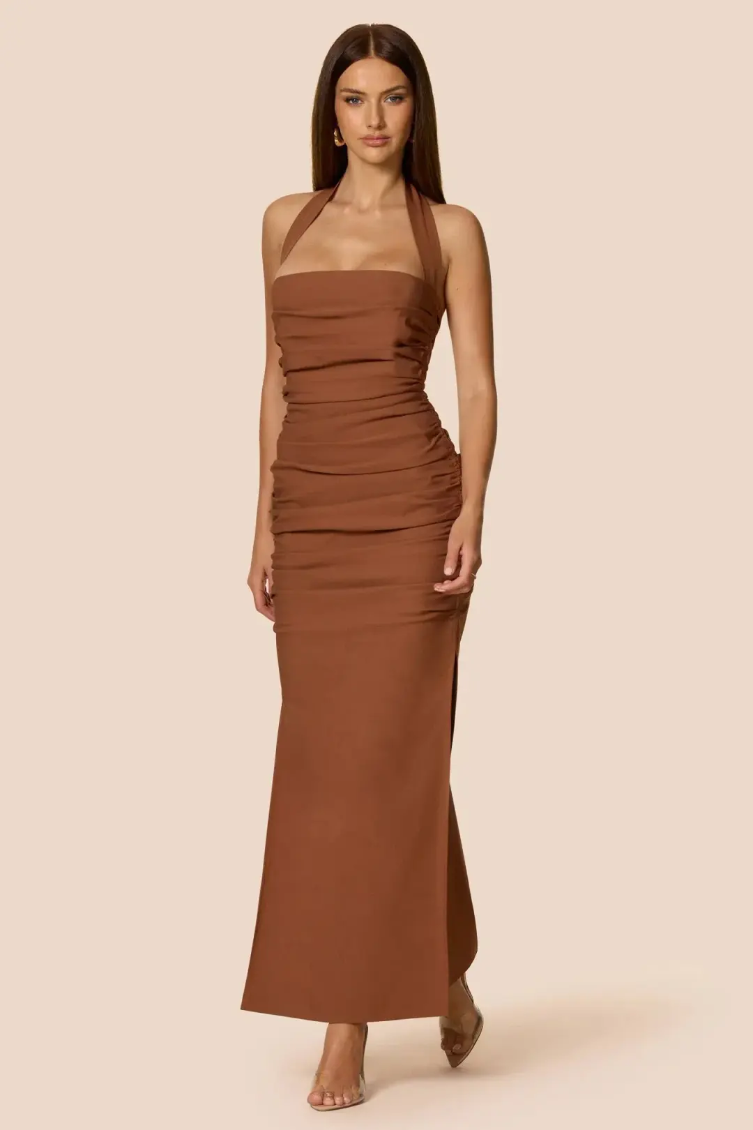 Love Nookie Zenya Maxi Dress Caramel Size 12 for rent on The Volte - main image