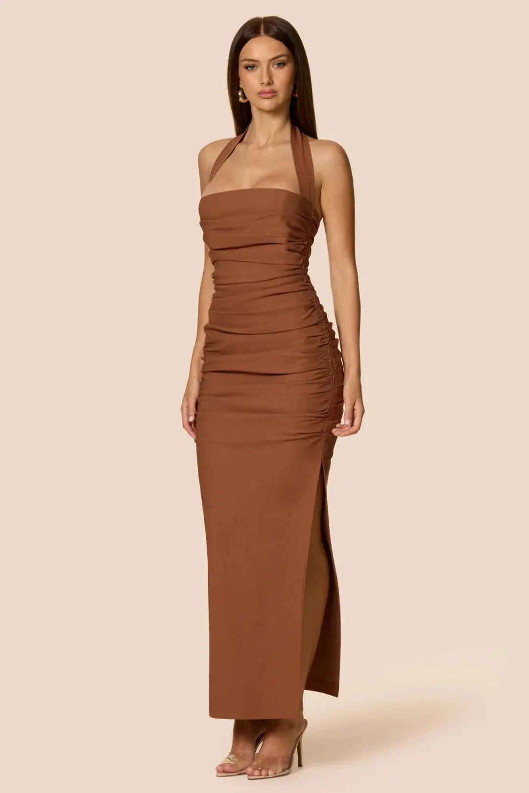 Love Nookie Zenya Maxi Dress Caramel Size 12 for rent on The Volte - main image