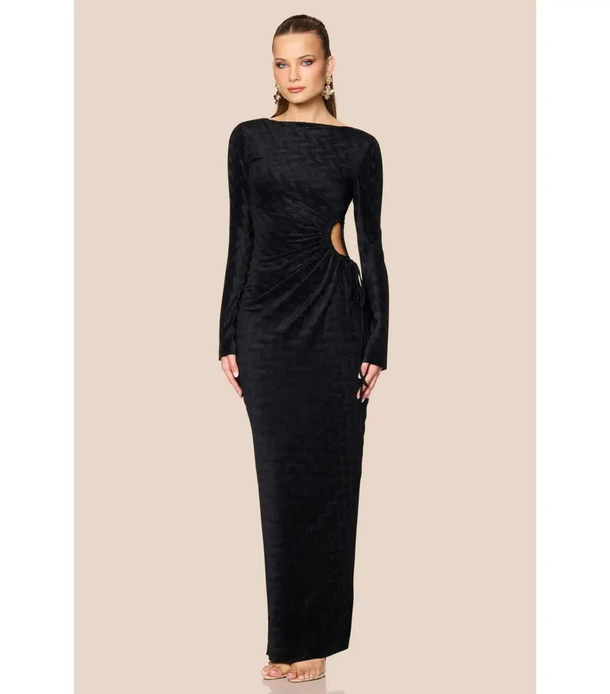 Love Nookie Mirage L/S Maxi Gown Black Size AU 8 - Image 3