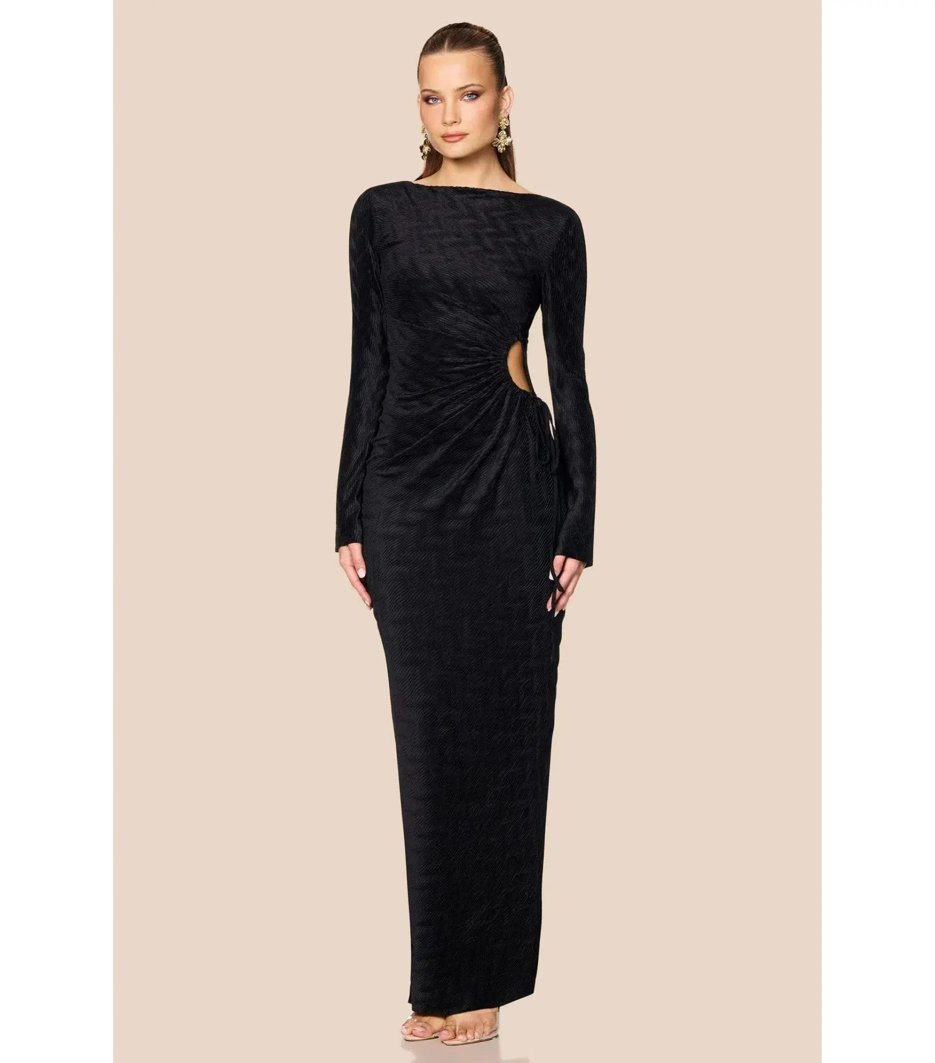 Love Nookie Mirage L/S Maxi Gown Black Size AU 8 - Image 3