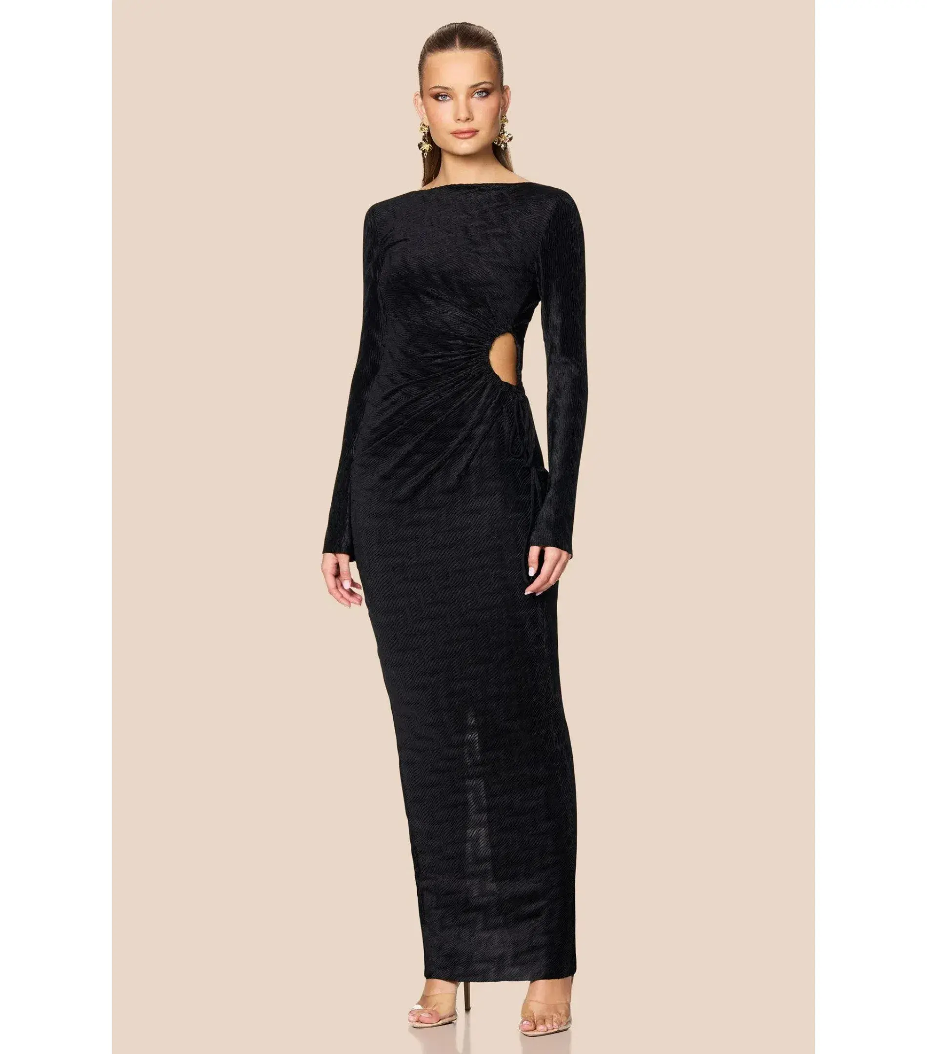 Love Nookie Mirage L/S Maxi Gown Black Size AU 8 - Image 1