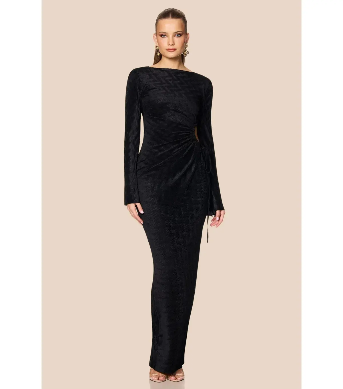 Love Nookie Mirage L/S Maxi Gown Black Size AU 8 - Image 2