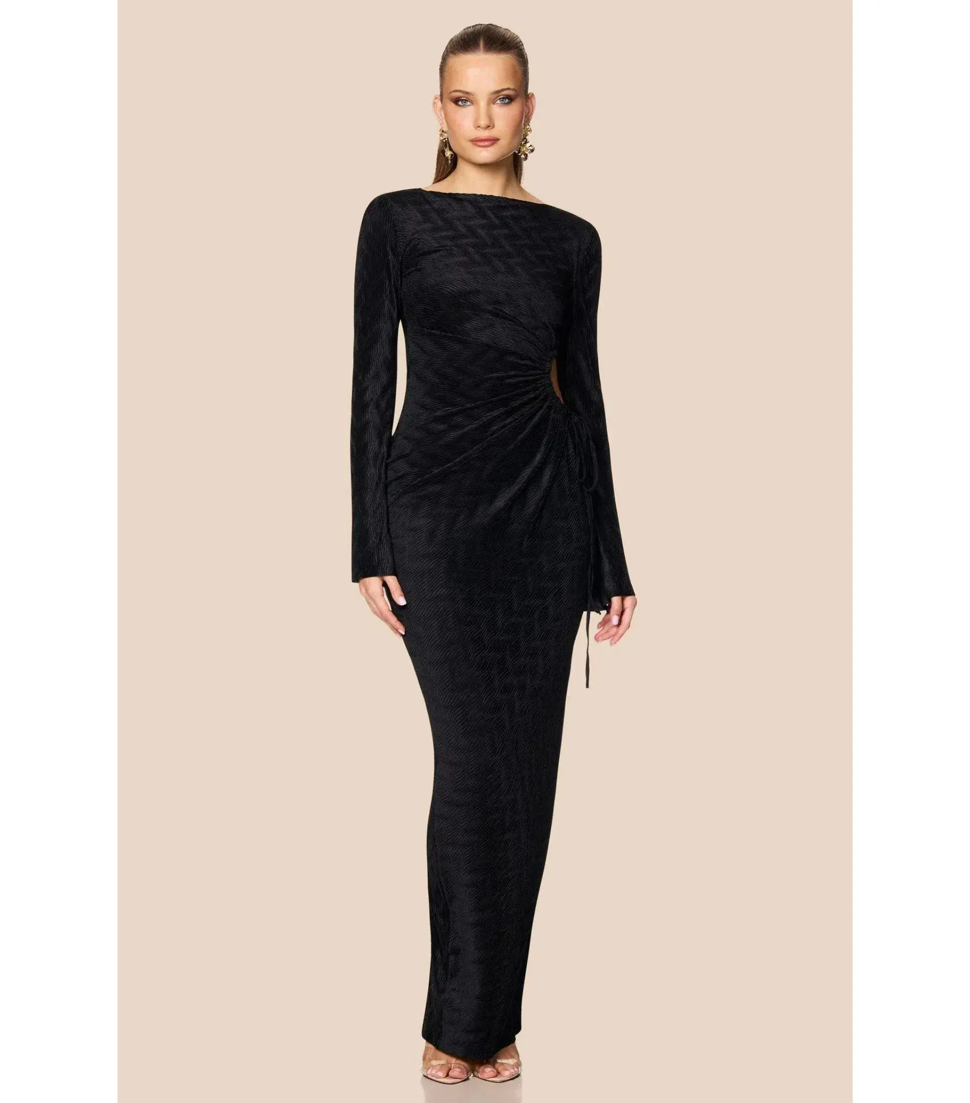 Love Nookie Mirage L/S Maxi Gown Black Size AU 8 - Image 2