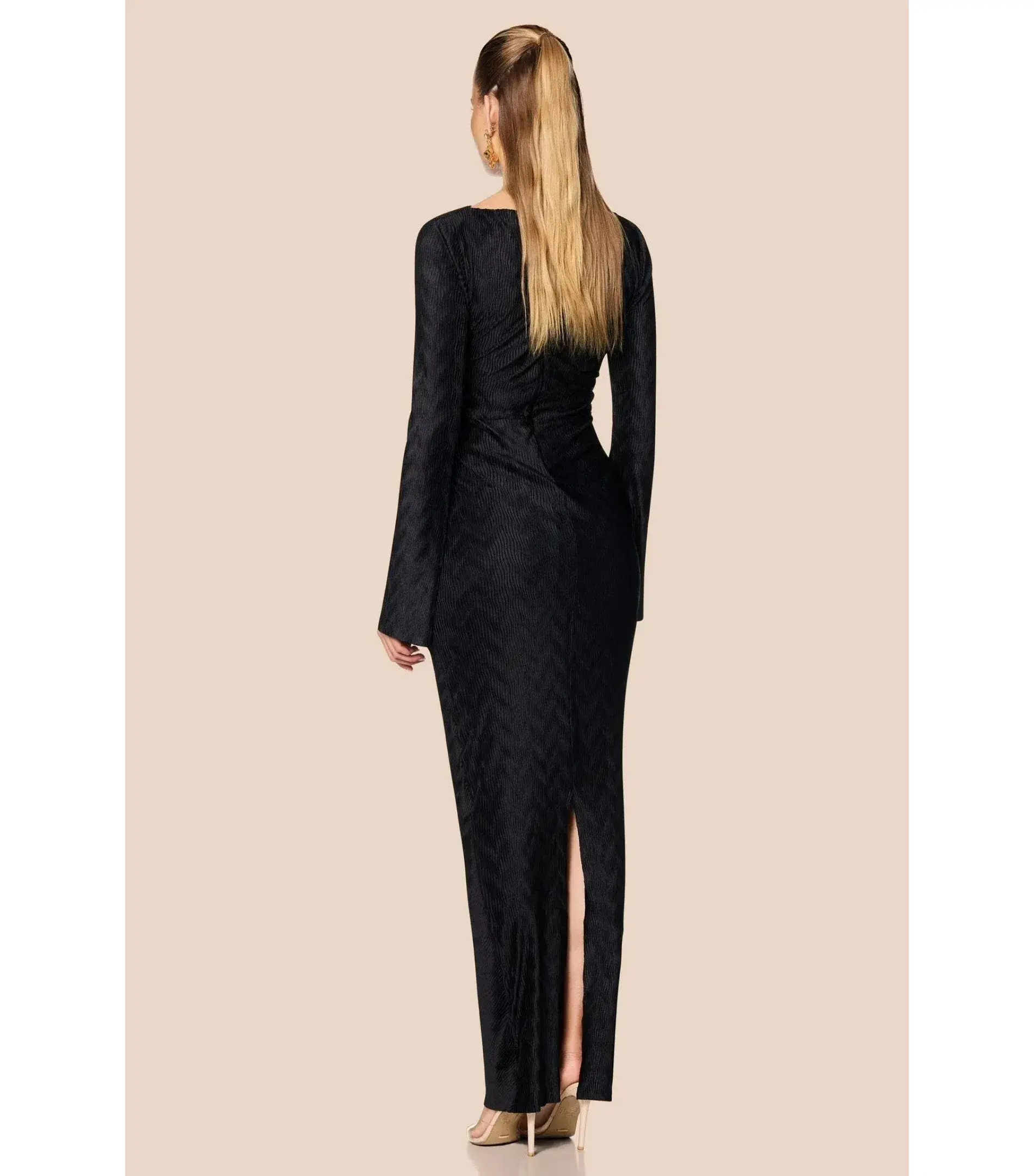 Love Nookie Mirage L/S Maxi Gown Black Size AU 8 - Image 4