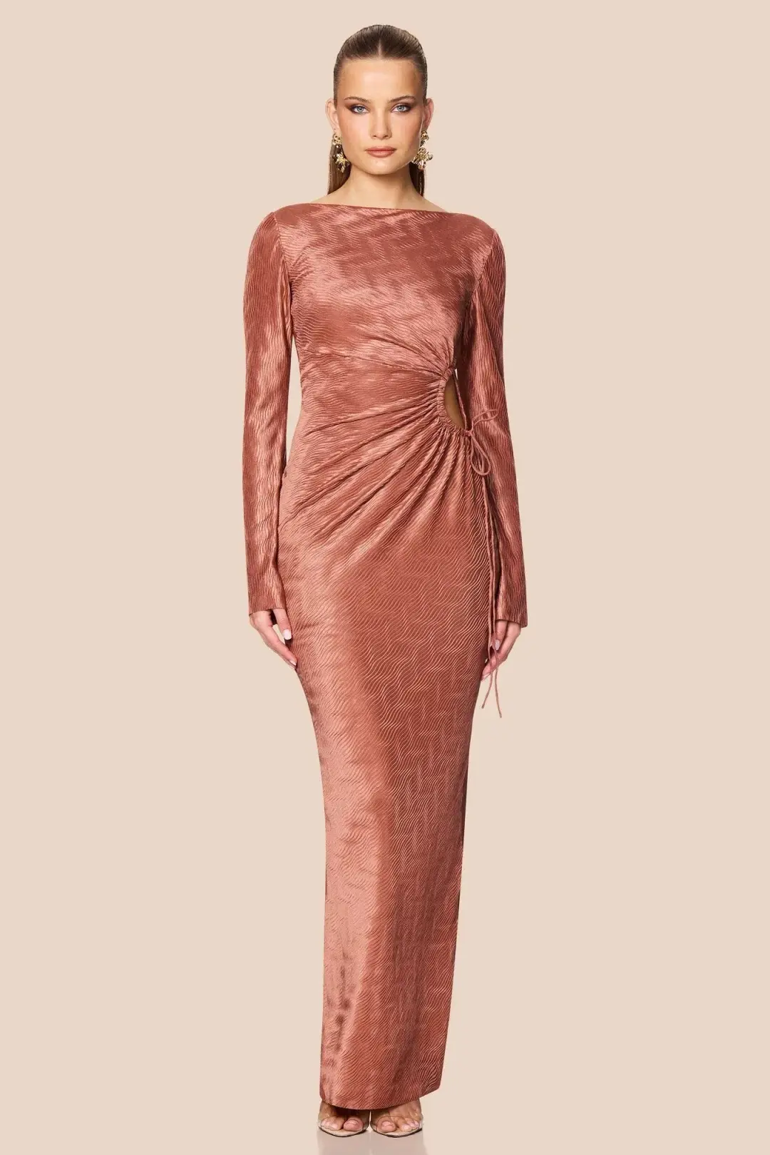 Love Nookie Mirage LS Gown in Mocha Size 10 for rent on The Volte - main image