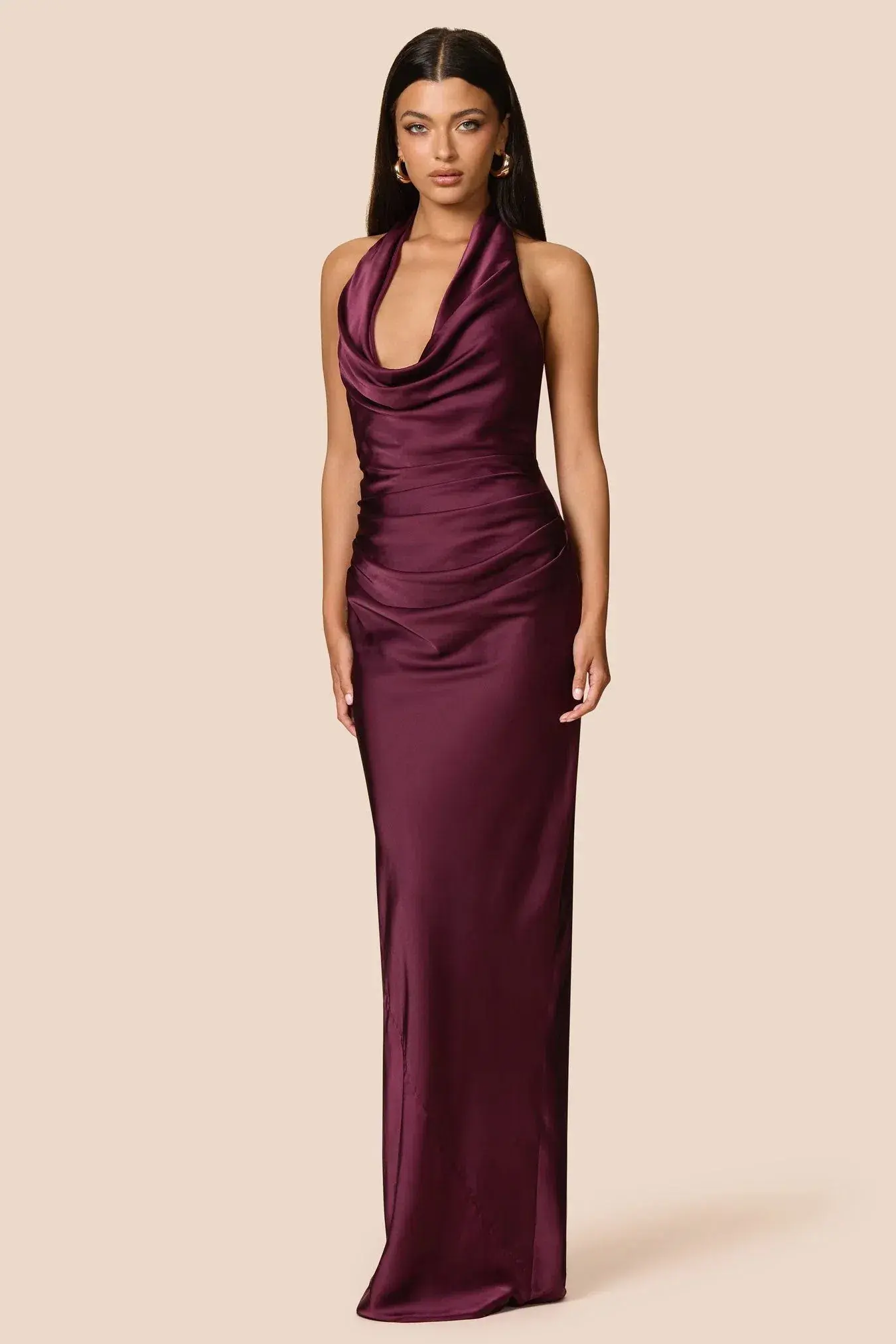 Love Nookie Penelope Drape Gown Mulberry Size 10 - Image 4