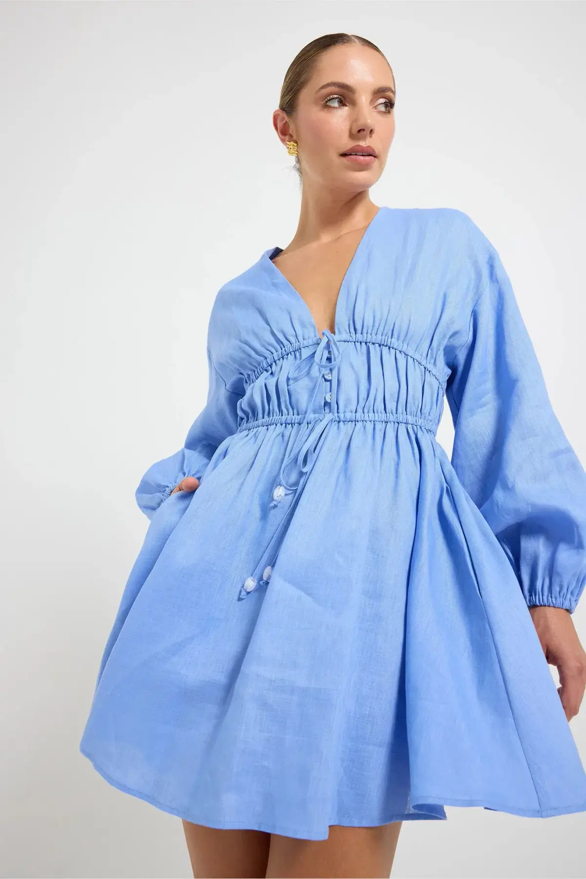 Pasduchas Vera Mini Dress Blue  Size 12 - Image 4