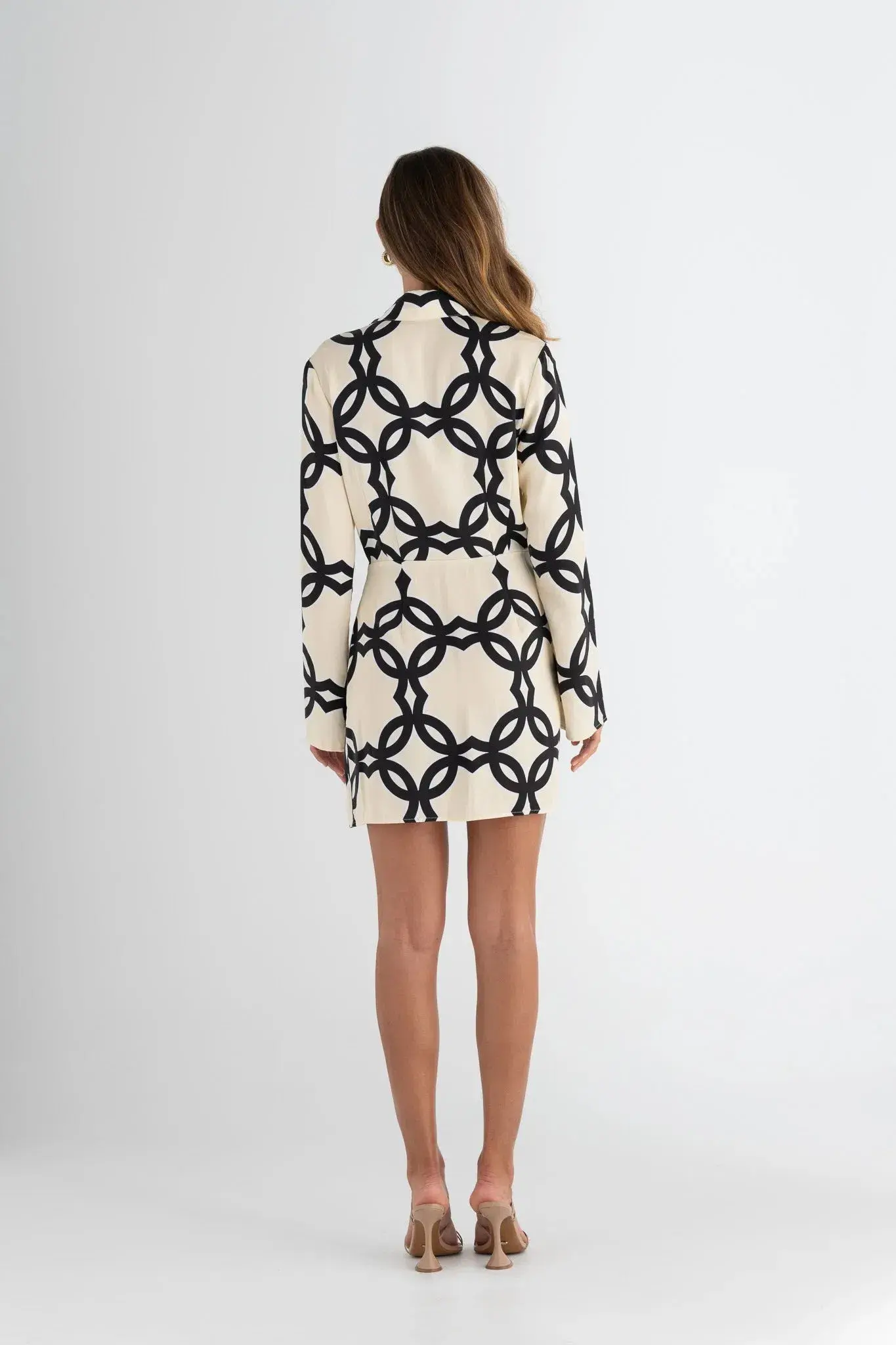 Pasduchas Covert Shirt Mini Dress Quatrefoil Print Size 14 - Image 6