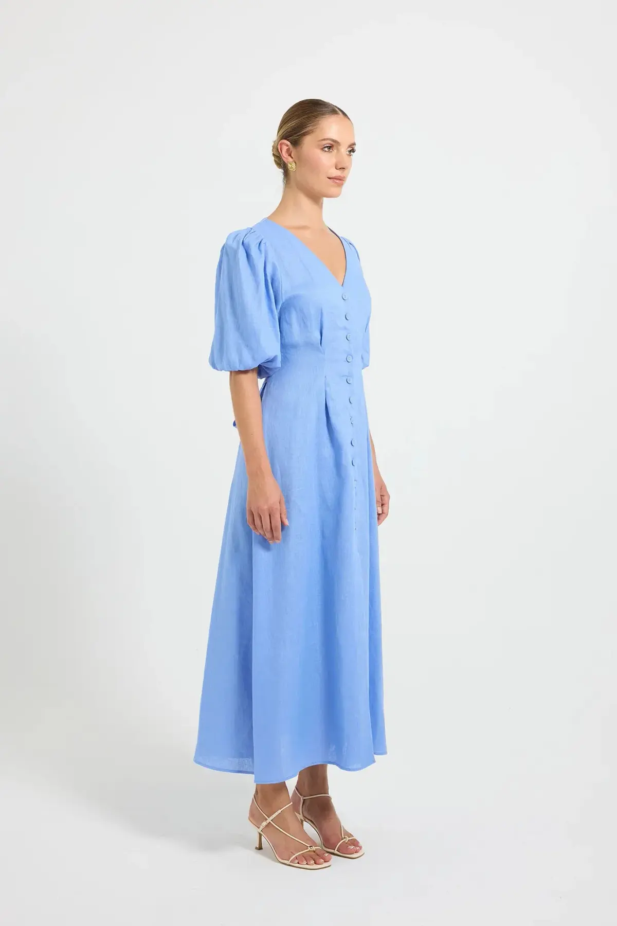 Pasduchas Vera Button Midi Dres in Blue  Size AU 12 - Image 3