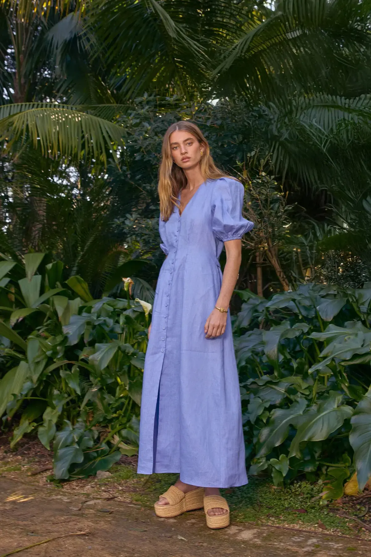 Pasduchas Vera Button Midi Dres in Blue  Size AU 12 - Image 2