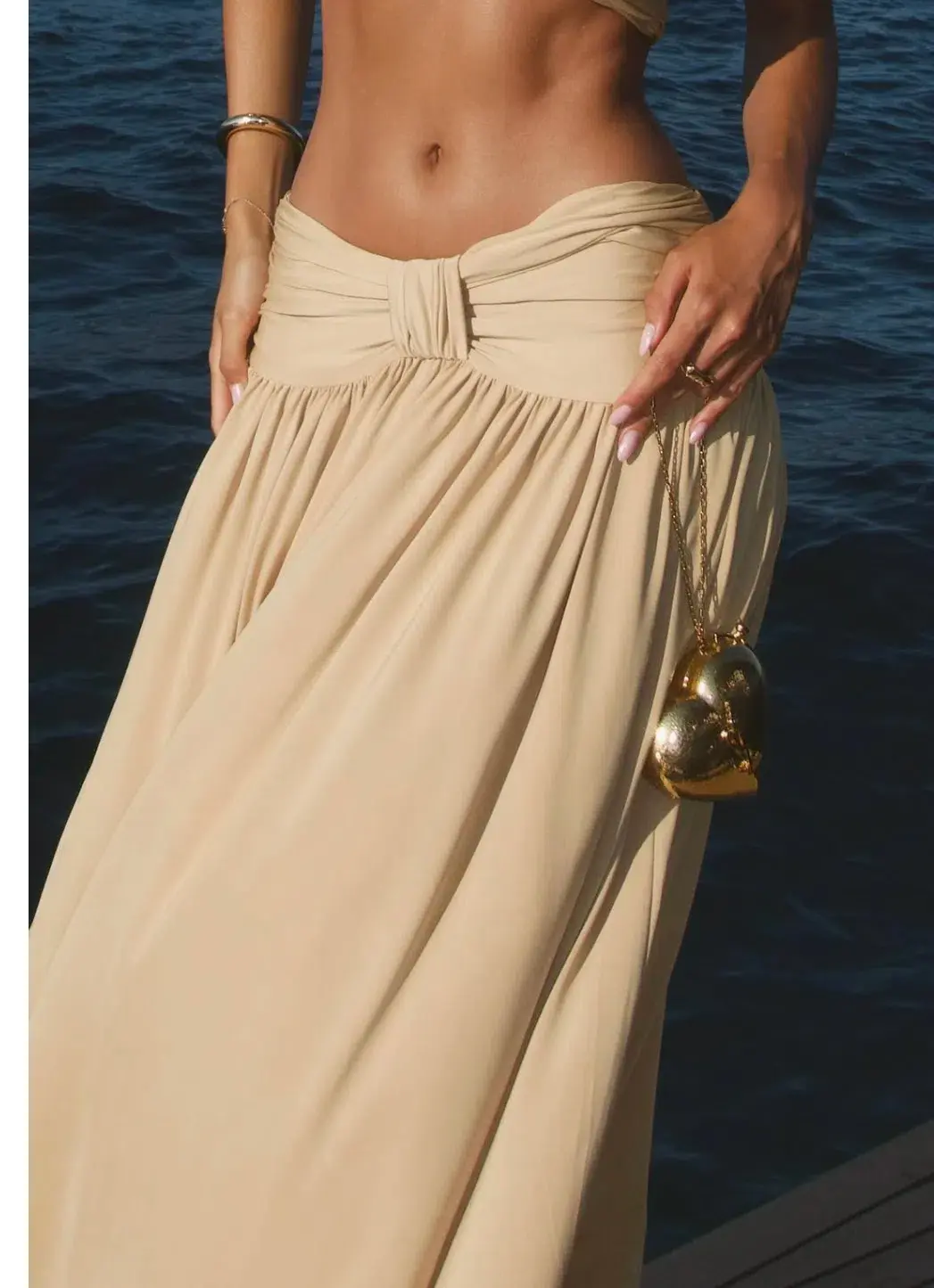 Arcina Ori Alessia Set Gold Top and Maxi Skirt Gold Size 6 - Image 3