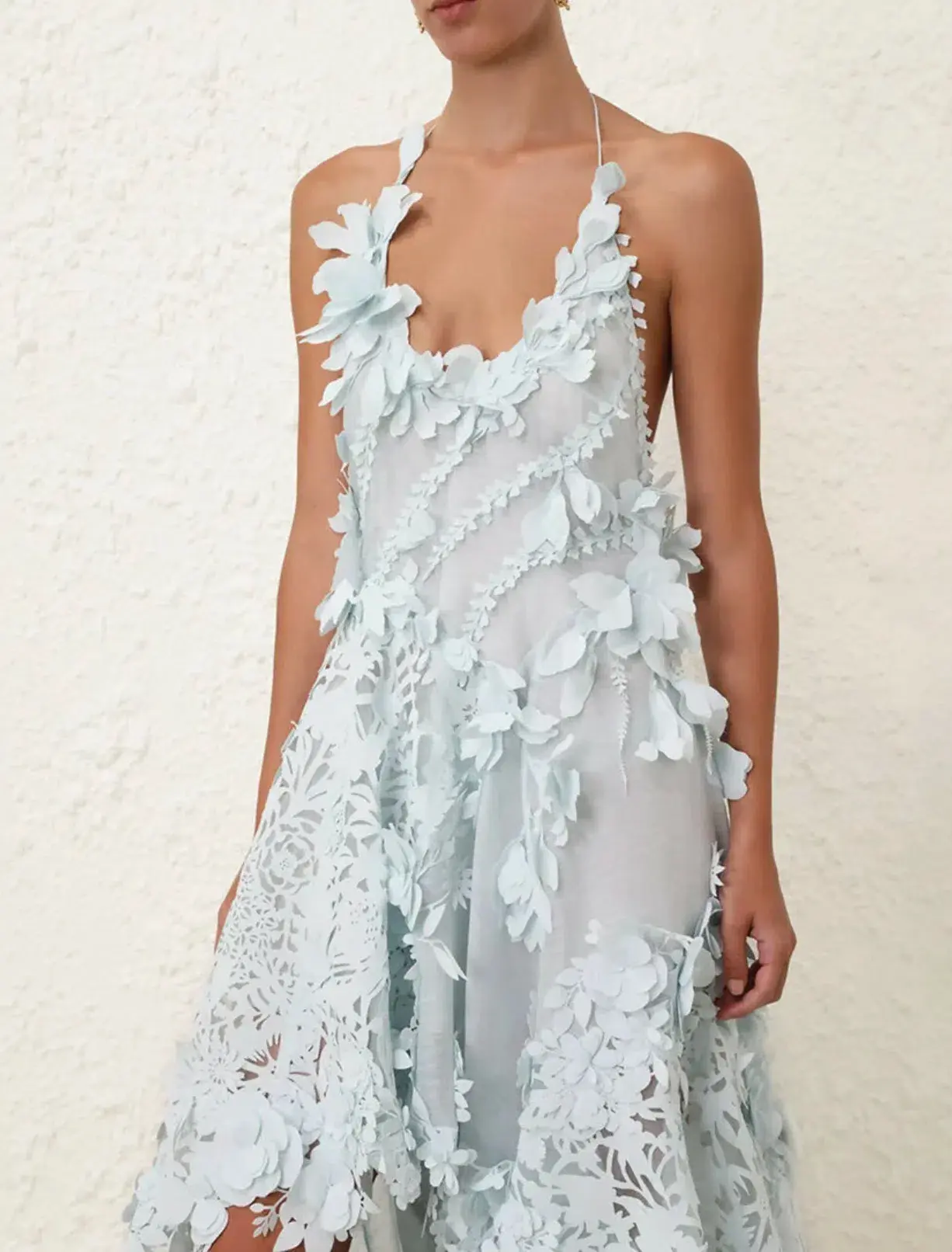 Zimmermann Natura Lasercut Halter Dress Ice Blue Size 0 / AU 8 - Image 5