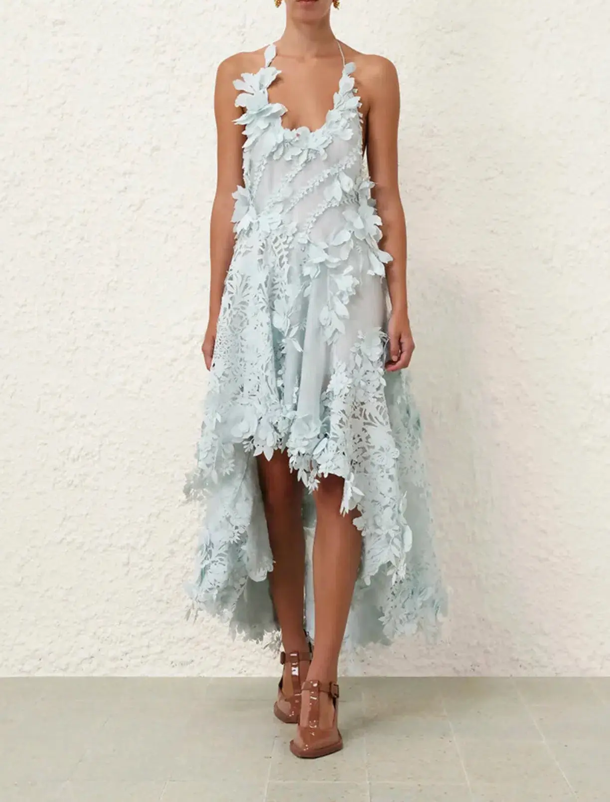Zimmermann Natura Lasercut Halter Dress Ice Blue Size 0 / AU 8 - Image 1