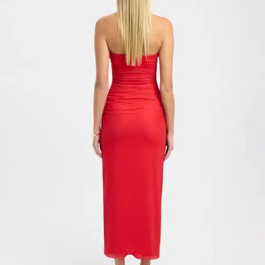 Kookai Flora Strapless Midi Dress Red Size 8 - Image 2