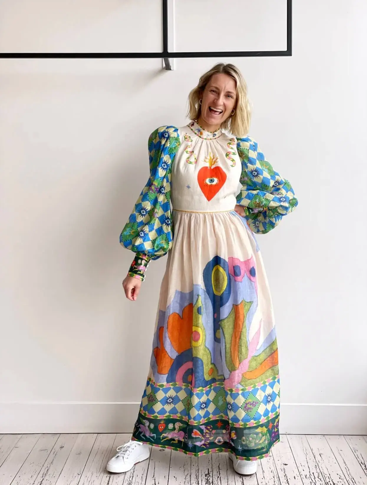 Alemais Lou Balloon Sleeve Midi Multi Print Size 12  - Image 2