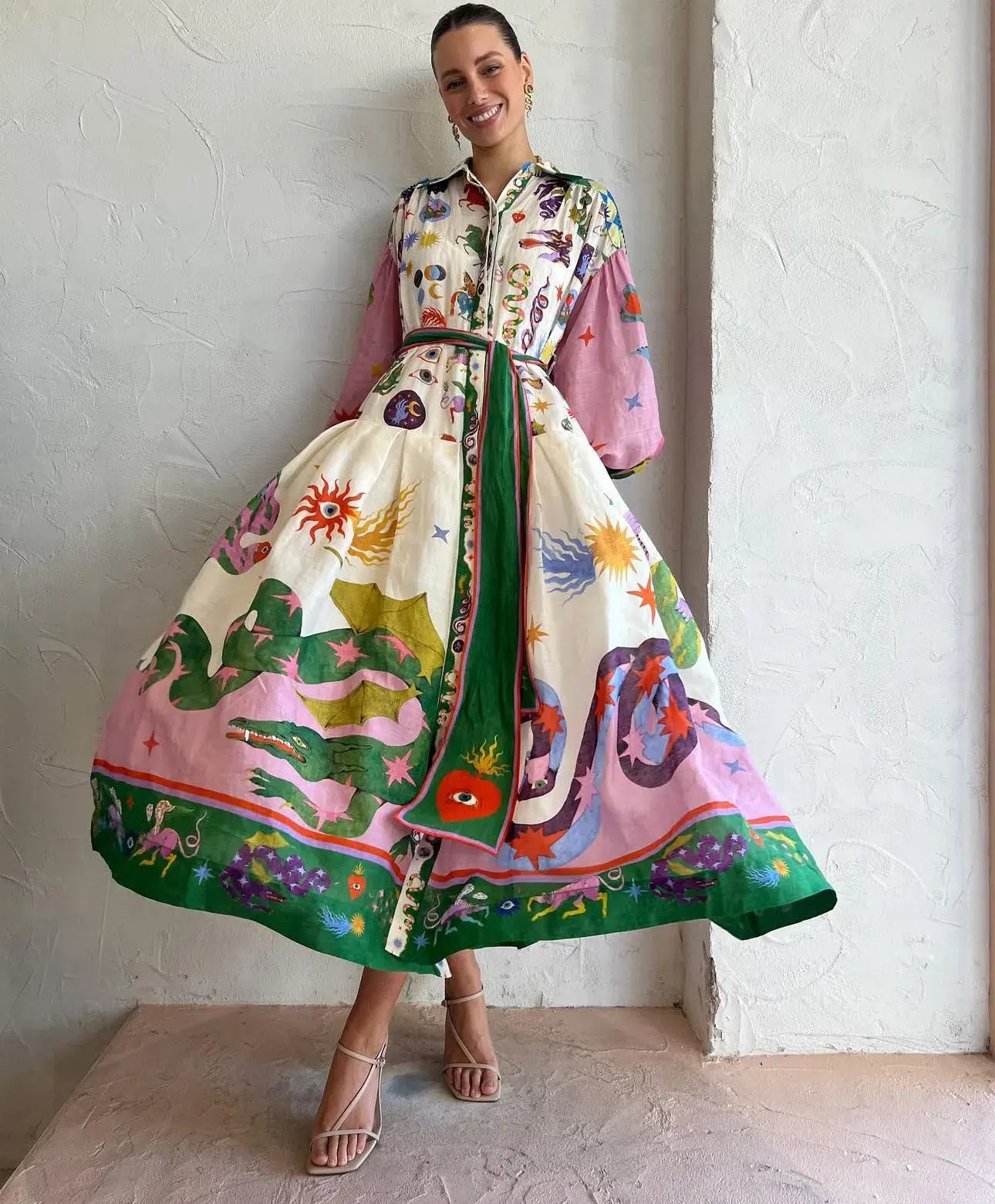 Alemais Seeker Shirtdress Multi Print Size 14 - Image 1