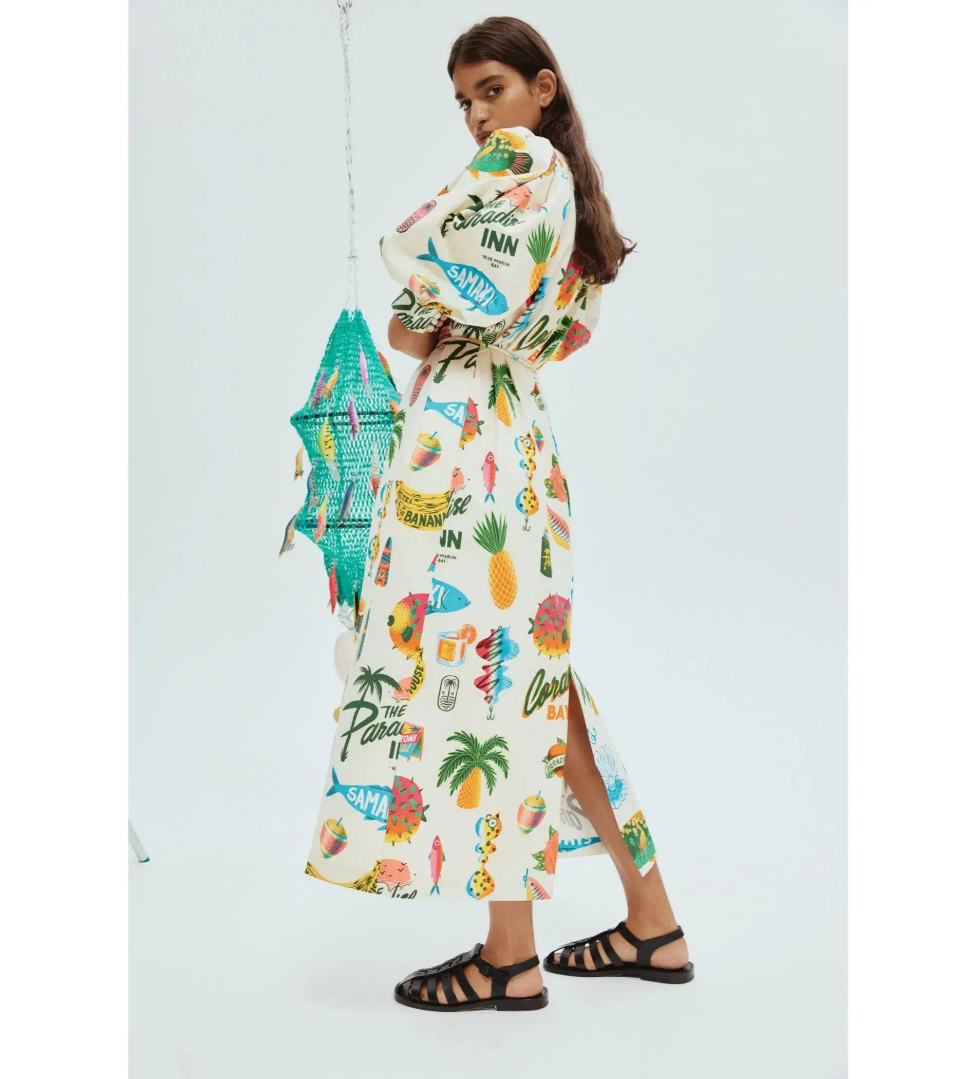 Alemais Samaki Puff Sleeve Midi Dress Multi Size 6 - Image 2