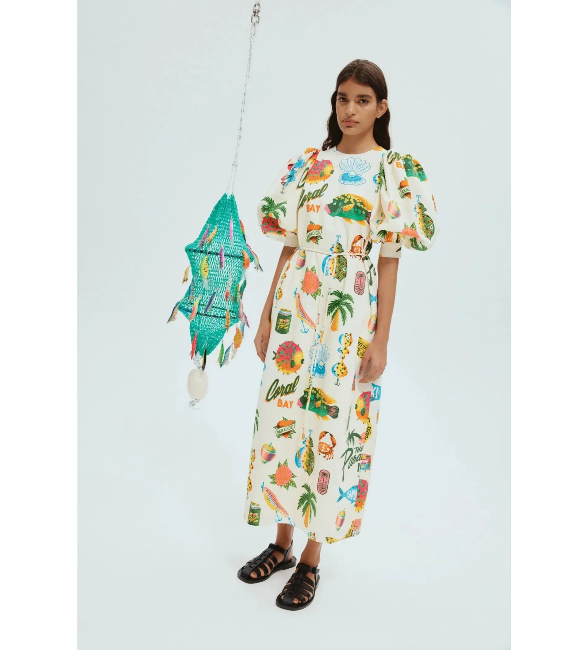 Alemais Samaki Puff Sleeve Midi Dress Multi Size 6 - Image 1