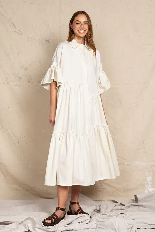Bohemian Traders Genoa Midi Dress in  Cream Size AU 12 - Image 1
