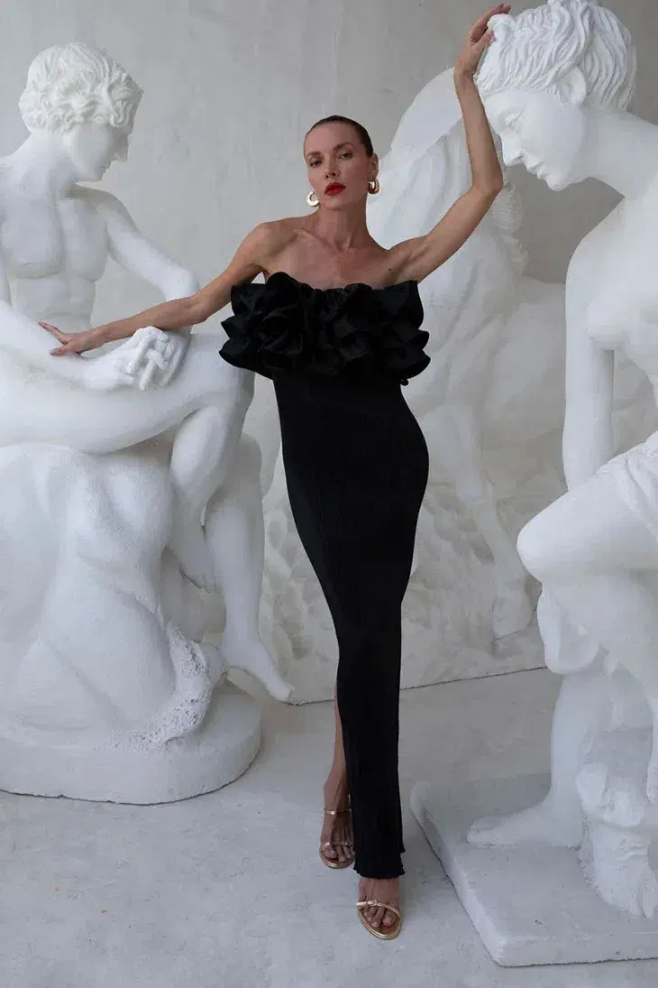 Lidee Woman Paris Tube Dress Noir Maxi Black Size AU 10 - Image 1