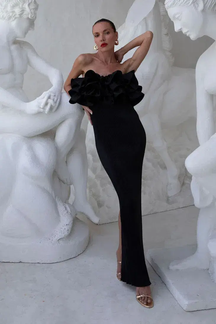 Lidee Woman Paris Tube Dress Noir Maxi Black Size AU 10 - Image 3