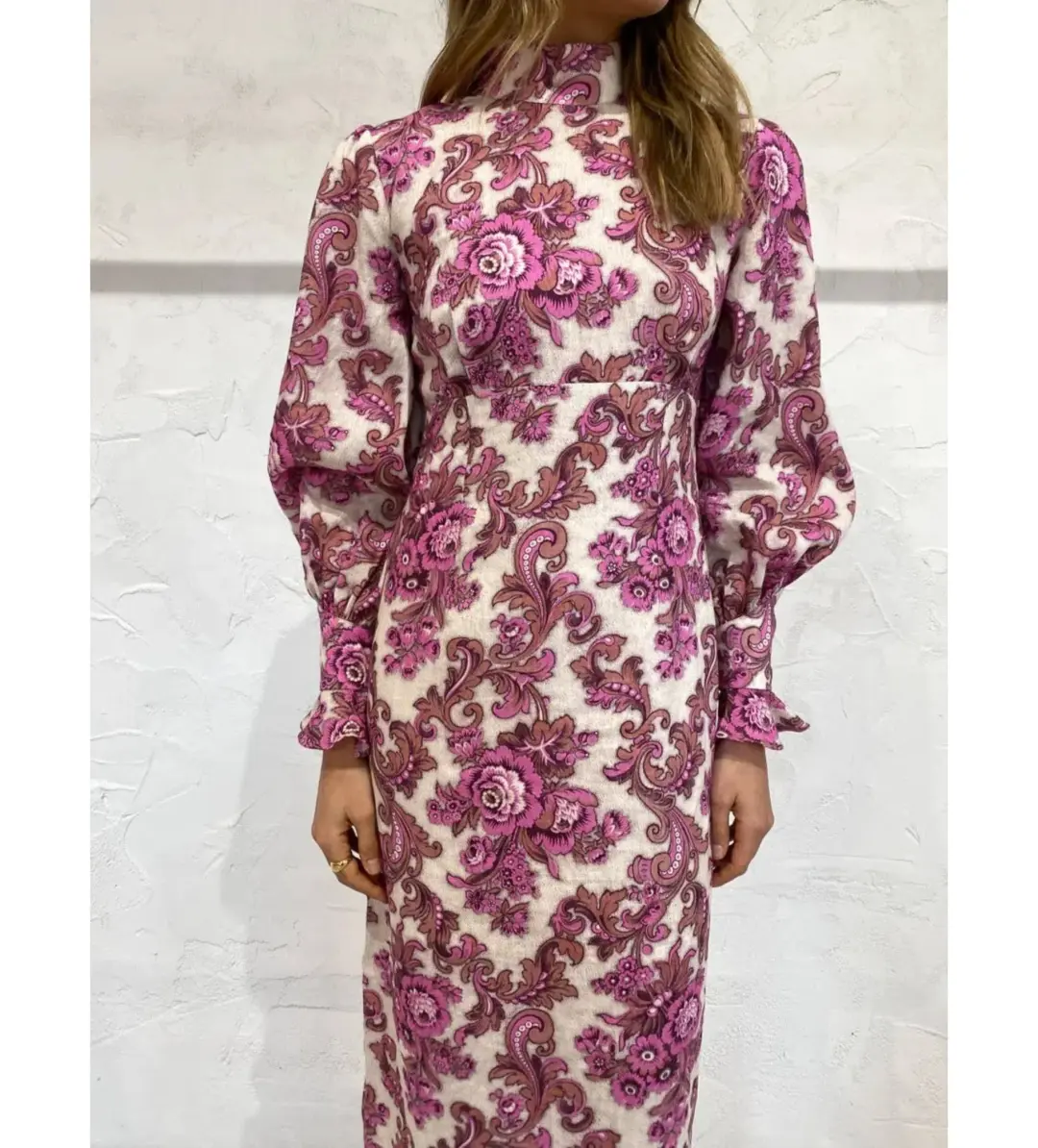 Alemais Isla Midi Dress in Magenta Size AU 12 for rent on The Volte - main image