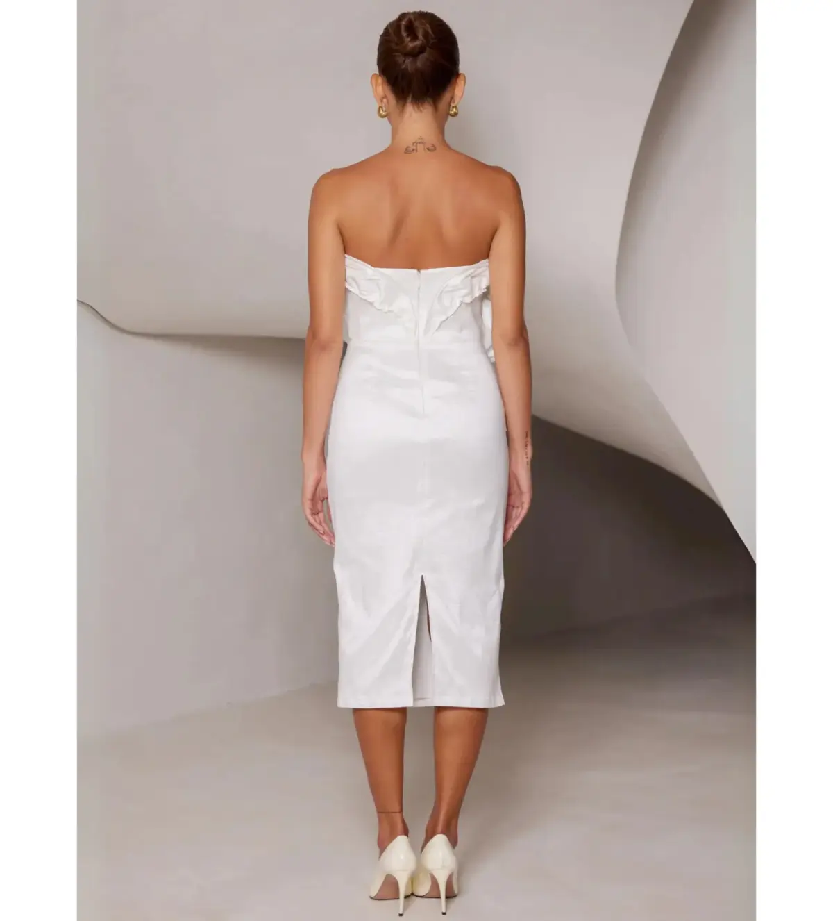 Elle Zeitoune Marley Midi Dress in White Size AU 12 - Image 3