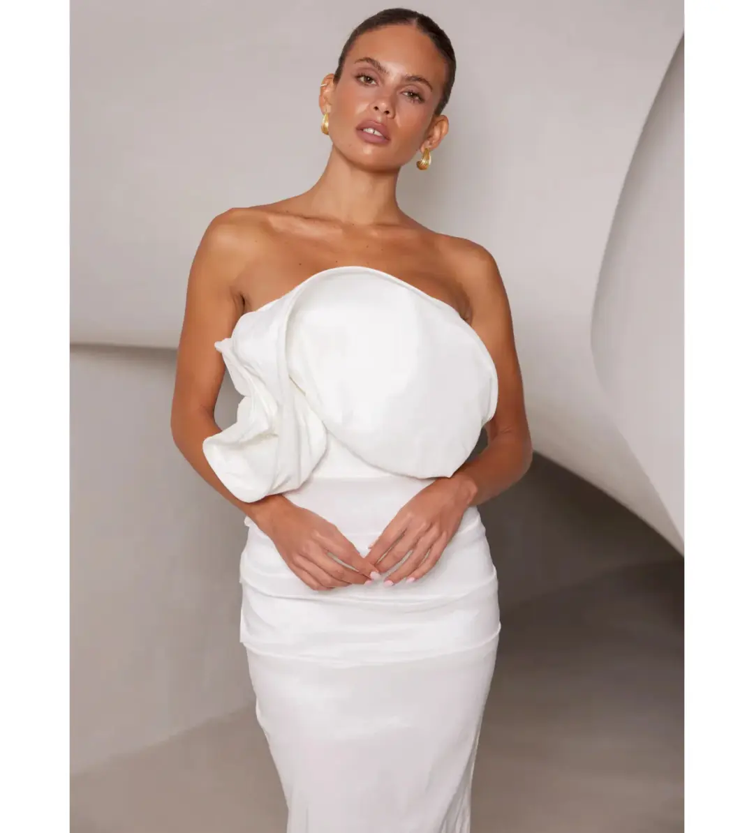 Elle Zeitoune Marley Midi Dress in White Size AU 12 for rent on The Volte - main image