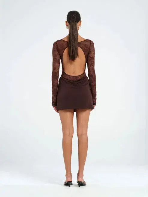 Benni Oskar Mini Dress Brown Size AU 10 - Image 2