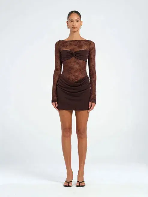 Benni Oskar Mini Dress Brown Size AU 10 - Image 1