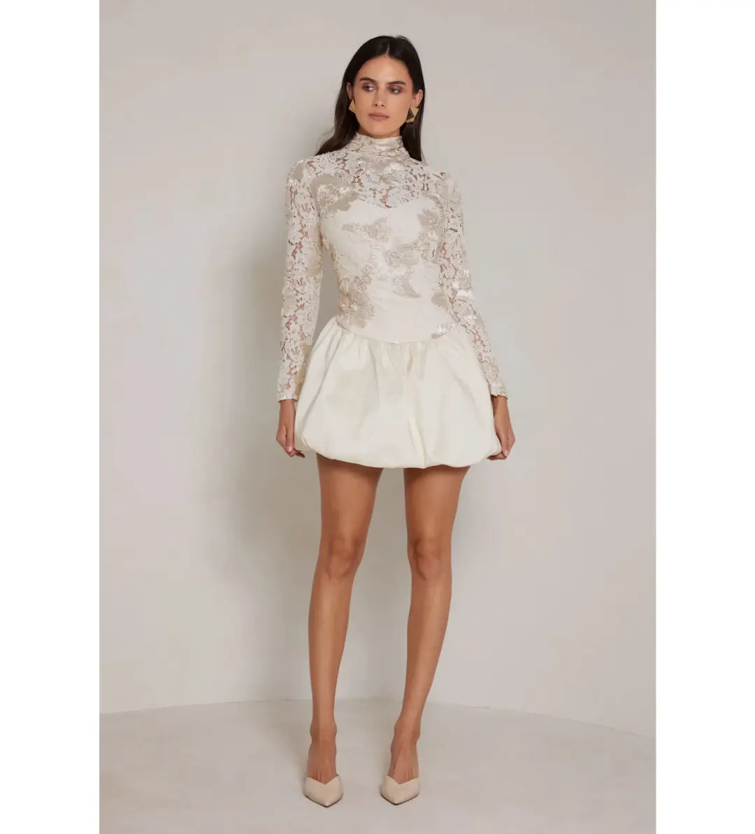 Elle Zeitoune Presley Mini Dress Crème Size 10 for rent on The Volte - main image